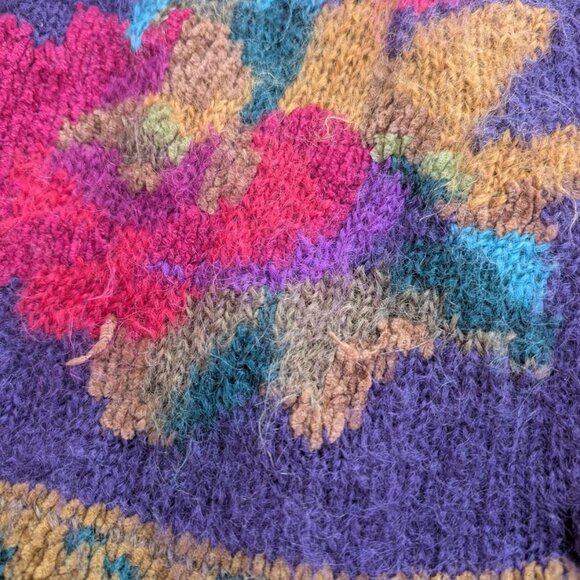 Vintage 1993 Susan Bristol Mohair Blend Floral Pattern Cardigan Size Large - Picture 7 of 11